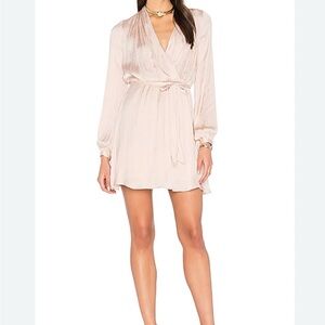 Bardot Blush Long Sleeve Satin pink champagne short Dress